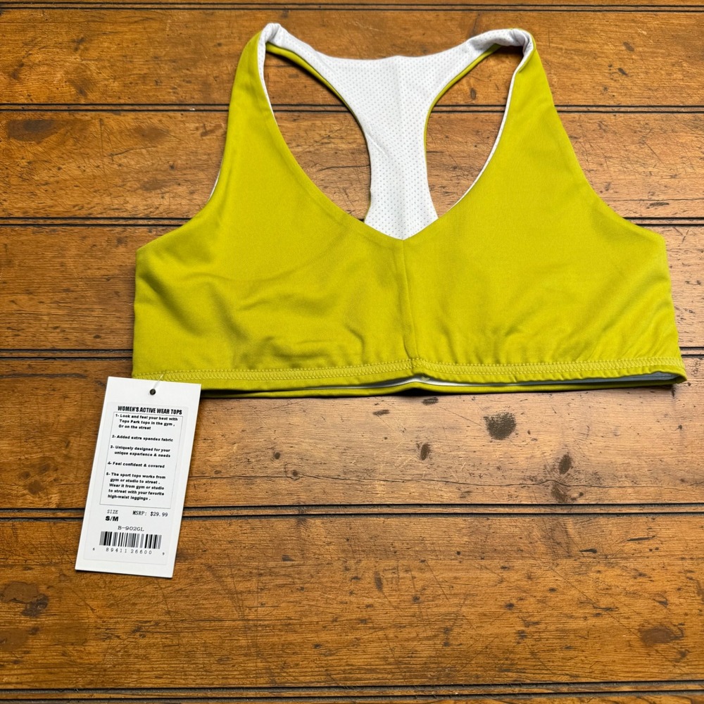 Leggings Park Women Active Gear Tank Top Lime Green Racerback Sports Bra‎ S M